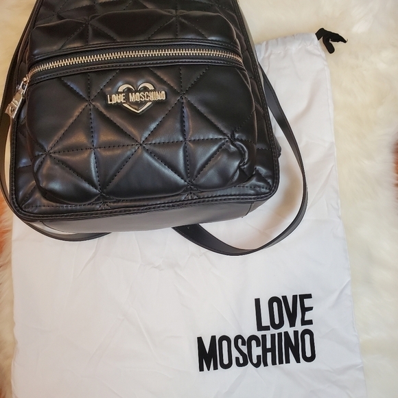 𝅺LOVE Moschino Borsa Pu Nero quilted backpack NWT - Picture 8 of 9